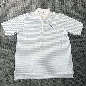 Adidas Climalite Polo Shirt Men's Size XL White Blue Stripe Golf Performance